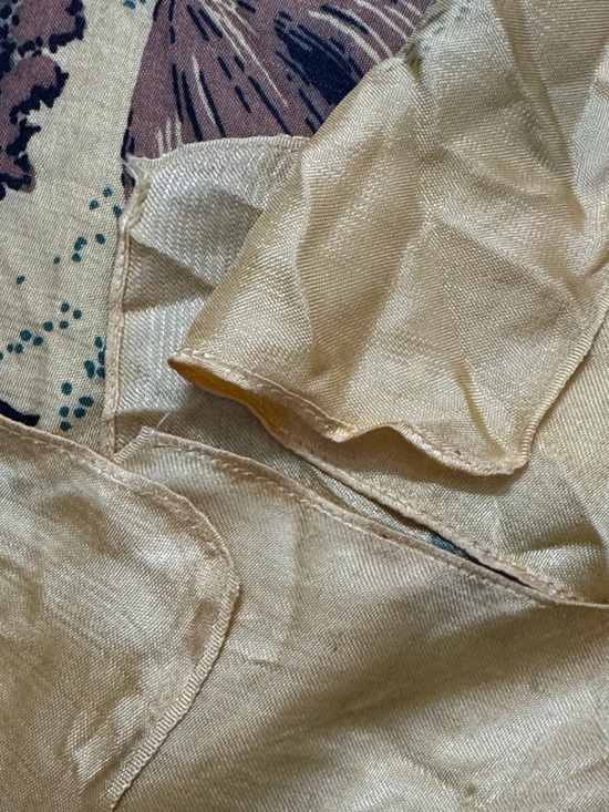 Vintage Aloha Hawaii Yellow Tropical Hula Scarf Embroidered Wall Art - Picture 3 of 10